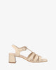 Sandale à talon beige en cuir