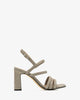 Strappy heeled sandals in grey suede leather