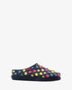 Multi-coloured dot print slippers