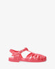 Cherry-coloured plastic water sandals
