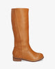 Flat boots in camel faux leather