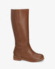 Flat boots in brown faux leather