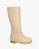 Mid-calf boots in off-white faux leather