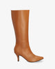 Smooth camel colored faux leather boots