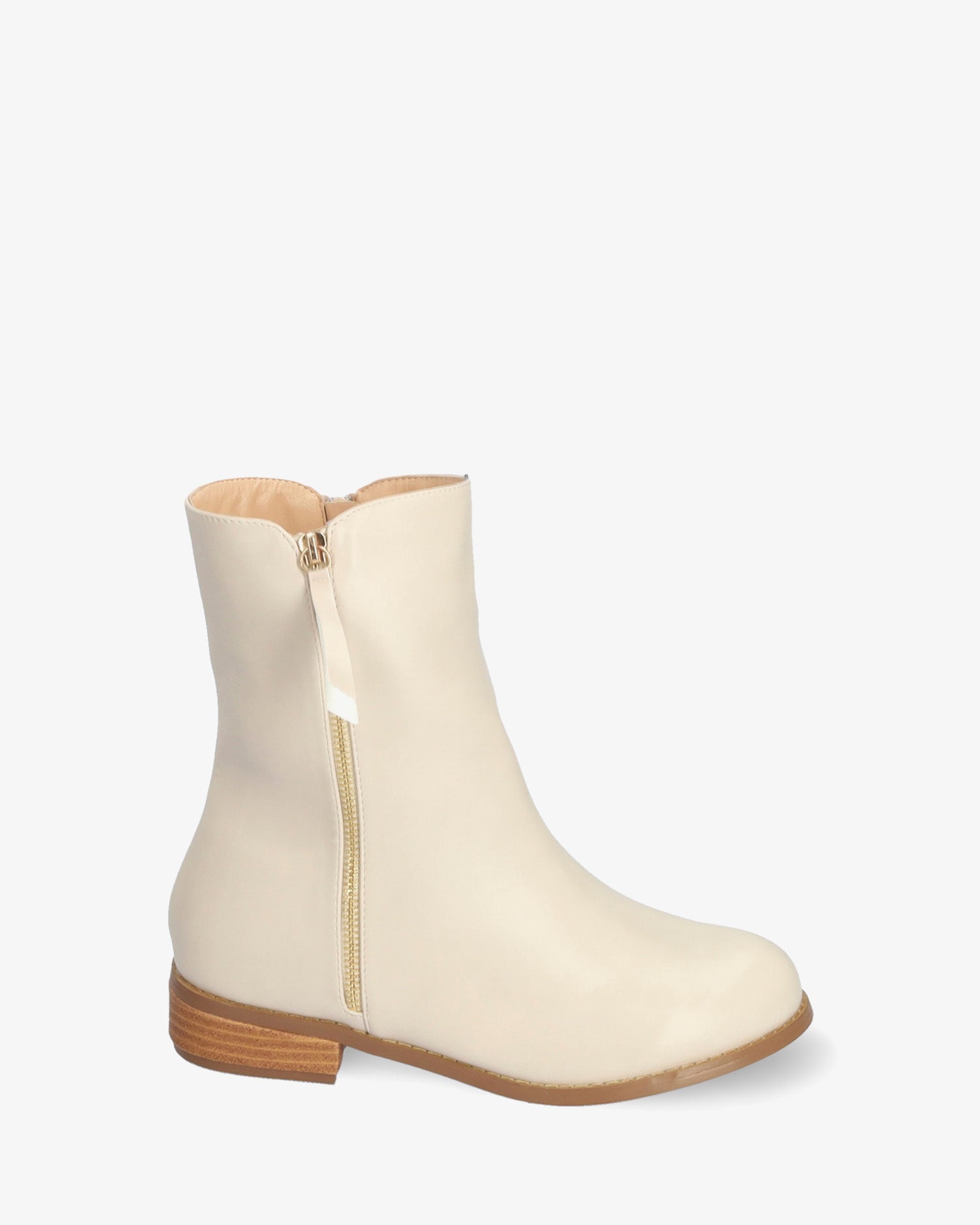 High-top booties in ivory faux leather