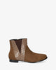 High-top booties in brown croc and faux suede