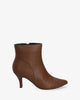 Mid-heel booties in brown faux leather