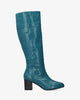 Botte haute en simili cuir bleue