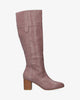 Botte haute en simili cuir mauve