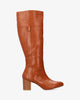 Botte haute en simili cuir marron