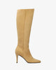 High-calf boots in beige faux suede