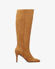 High-calf boots in brown faux suede