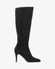 High-calf boots in black faux suede