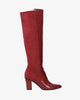 Hohe stiefel aus lederimitat in bordeaux