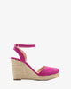 Fuchsia faux suede espadrilles with jute wedge