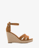 Sandalen mit keilabsatz aus braunem velourlederimitat