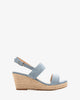 Sandalen mit keilabsatz aus blauem velourlederimitat