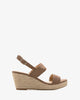 Sandalen mit keilabsatz aus braunem velourlederimitat