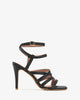 Black faux leather strappy sandals