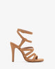 Brick-red faux leather strappy sandals