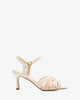 Dual color sandals in white and baby pink faux leather