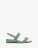 Light blue croc wedge sandals