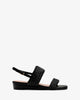 Black faux leather braided sandals