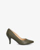 Heeled shoes in kaki colored faux croc