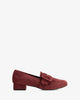 Moccasins in bordeaux faux suede and buckle detail
