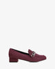 Moccasins in bordeaux faux suede with chain link detail