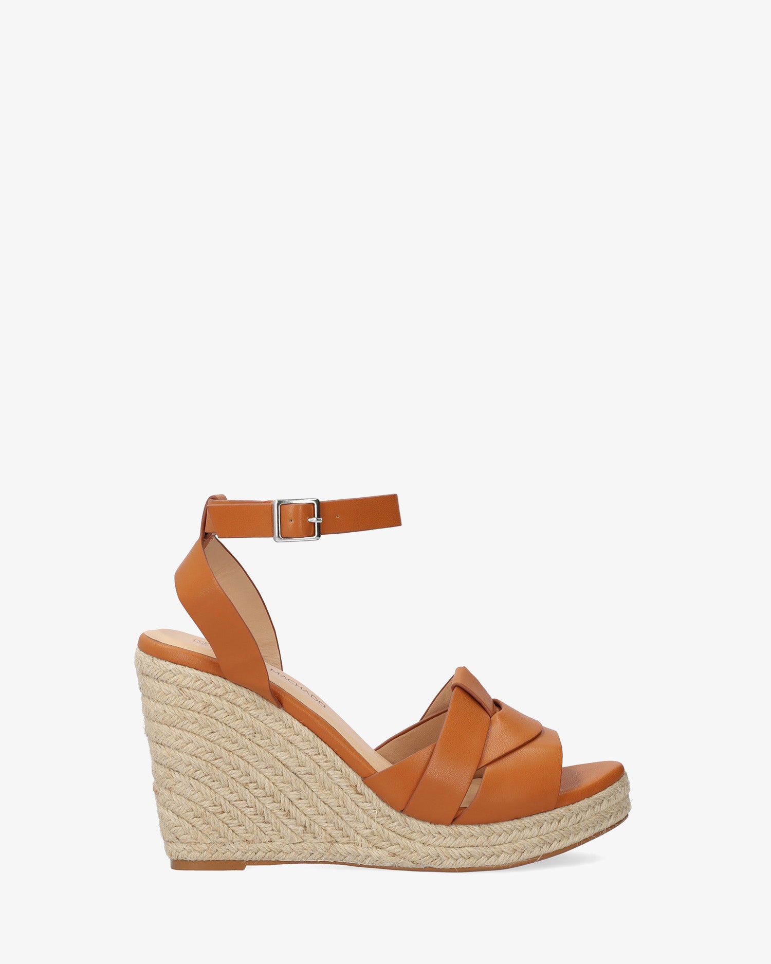 Espadrille compensée en simili cuir camel – Andypola