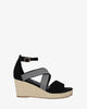 Black faux suede espadrilles with jute wedge