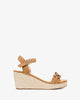 Sandalen mit keilabsatz aus camelfarbenem velourlederimitat