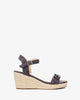 Sandalen mit keilabsatz aus grauem velourlederimitat