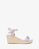 Sandalen mit keilabsatz aus velourlederimitat in lila