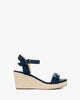 Sandalen mit keilabsatz aus velourlederimitat in marineblau