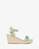 Sandalen mit keilabsatz aus velourlederimitat in mintgrün