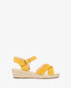 Mustard faux suede sandals with jute wedge