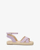 Purple faux suede sandals with jute wedge