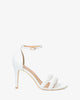 White faux leather heeled sandals