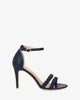 Navy faux leather heeled sandals
