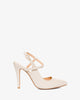 Off-white faux leather pointed toed court shoes