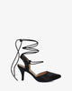 Woven black faux leather heeled shoes