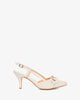 Off-white faux leather slingback court shoes