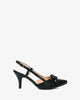 Black faux leather slingback court shoes