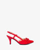 Red faux leather slingback court shoes