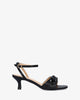 Black faux leather sandals