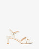 White embossed faux leather sandals