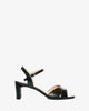 Black embossed faux leather sandals