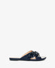 Navy faux leather flat sandals